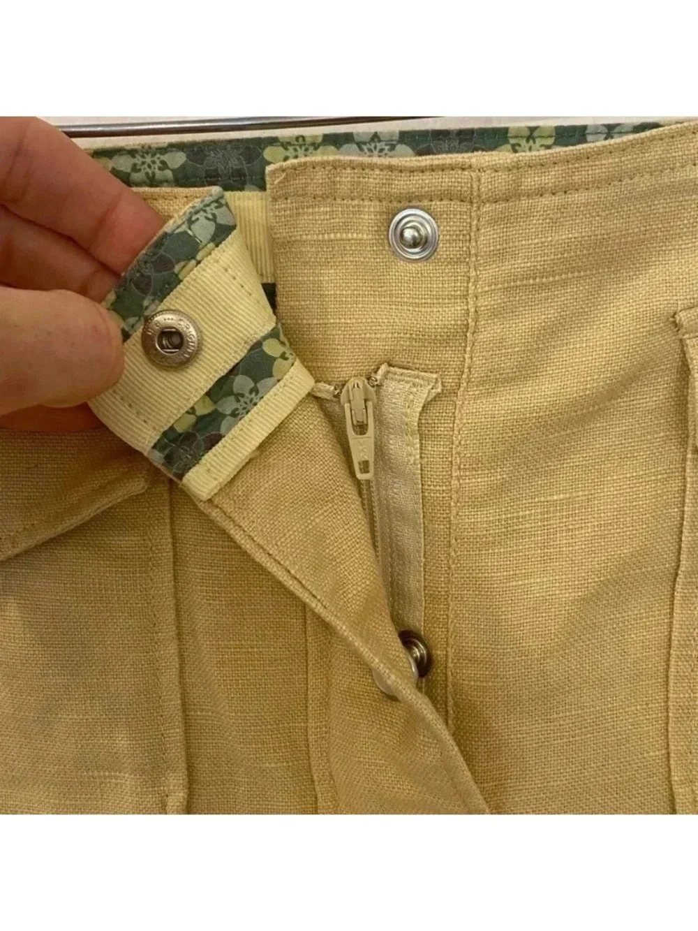 Horny Toad Linen Blend Short Aline Woven Skirt Casual Preppy Button Down.